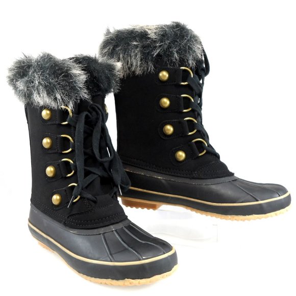 NEW Juicy Couture Waterproof Lace-Up Faux Fur Trim Duck Toe Winter Snow Boot 9 - Picture 10 of 10